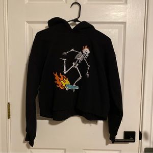 Cropped Skater Skeleton Sweatshirt